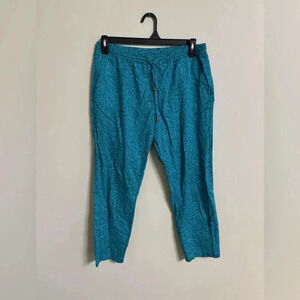 Lauren Ralph Lauren Paisley Pull On Pants Size 8 Petite Blue Cotton Lightweight